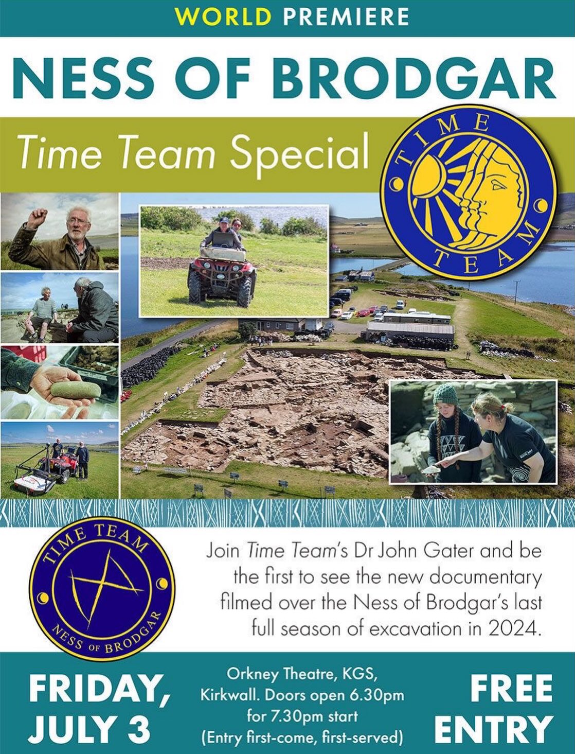 Back in 2024, Time Team filmed the final full season of excavation at the Ness — and we’re delighted to announce that the resulting 75‑minute Time Team Special will have its world premiere in Orkney on July 3.
